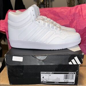 Adidas White Hoops 4.0 Mid Sneakers
